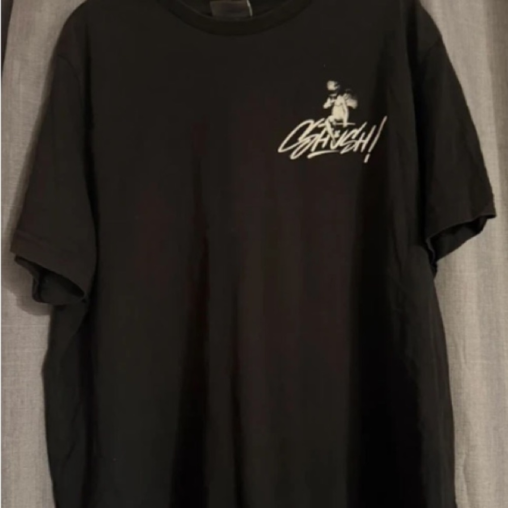 Black Graphic Men's T‑Shirt with White Logo